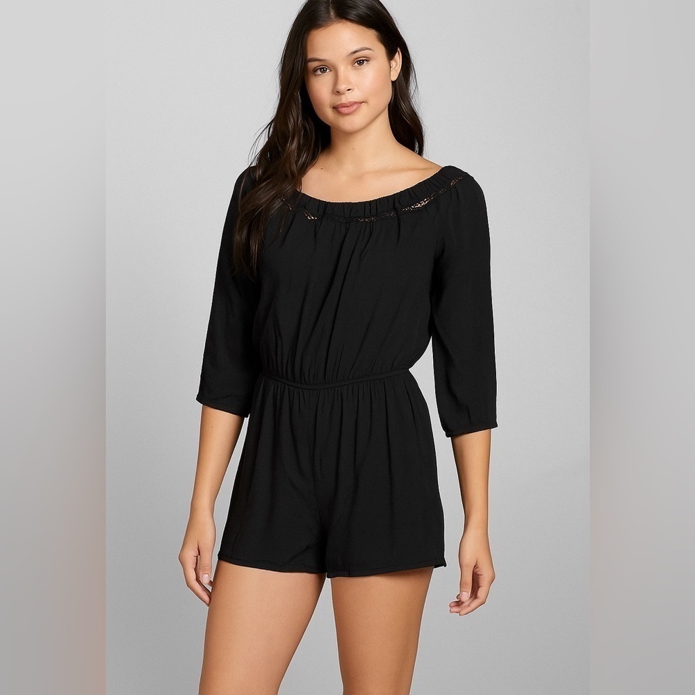Abercrombie & Fitch Black Off The Shoulder Romper Size Small Summer Vacation